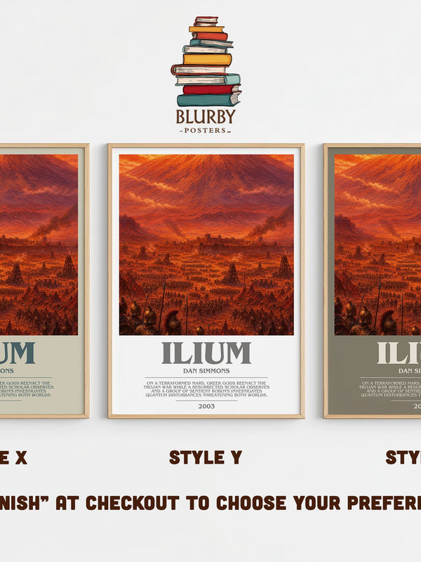 Ilium bookish print in frame leaning in hallway – sci fi wall art