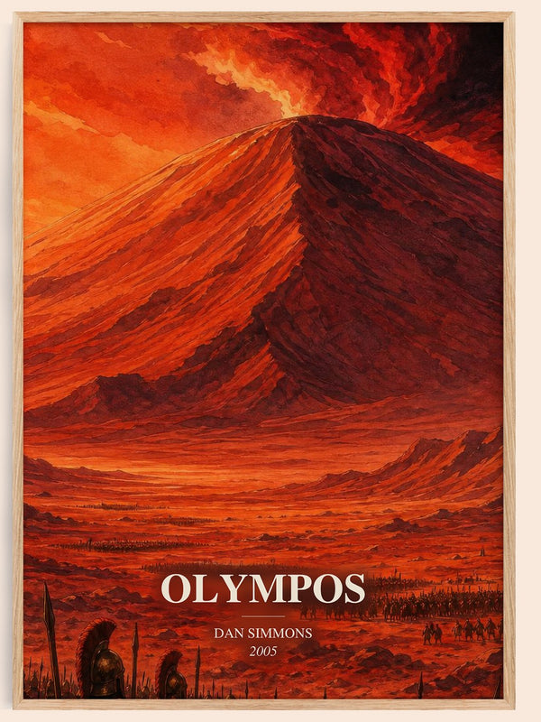 Olympos watercolour book poster by Dan Simmons – framed literary art print