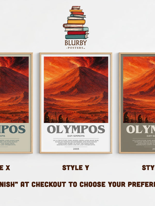 Olympos bookish print in frame leaning in hallway – sci fi wall art