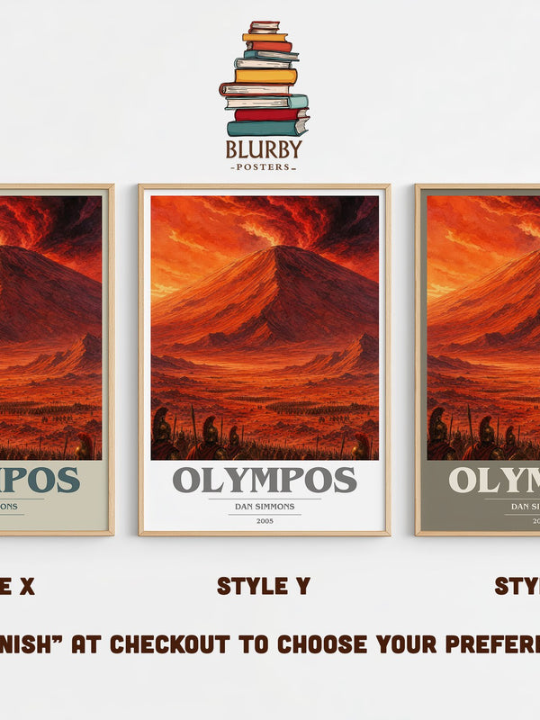 Olympos book cover print in frame leaning in hallway – sci fi wall art