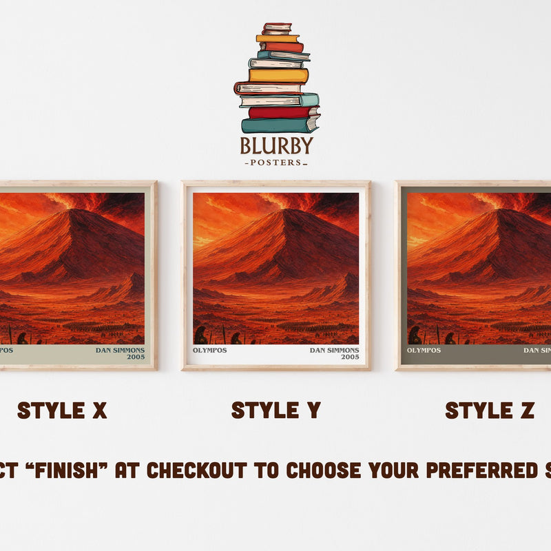Olympos literary print in frame leaning in hallway – sci fi wall art