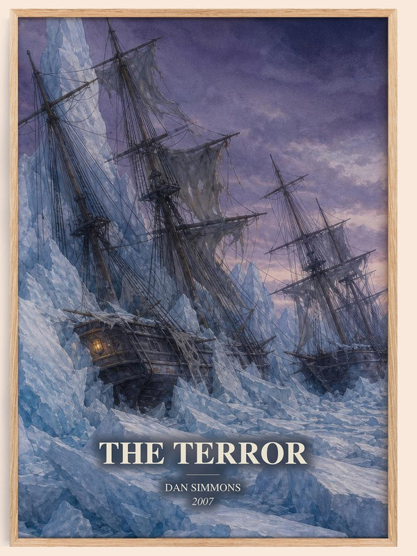 The Terror watercolour book poster by Dan Simmons – framed literary art print