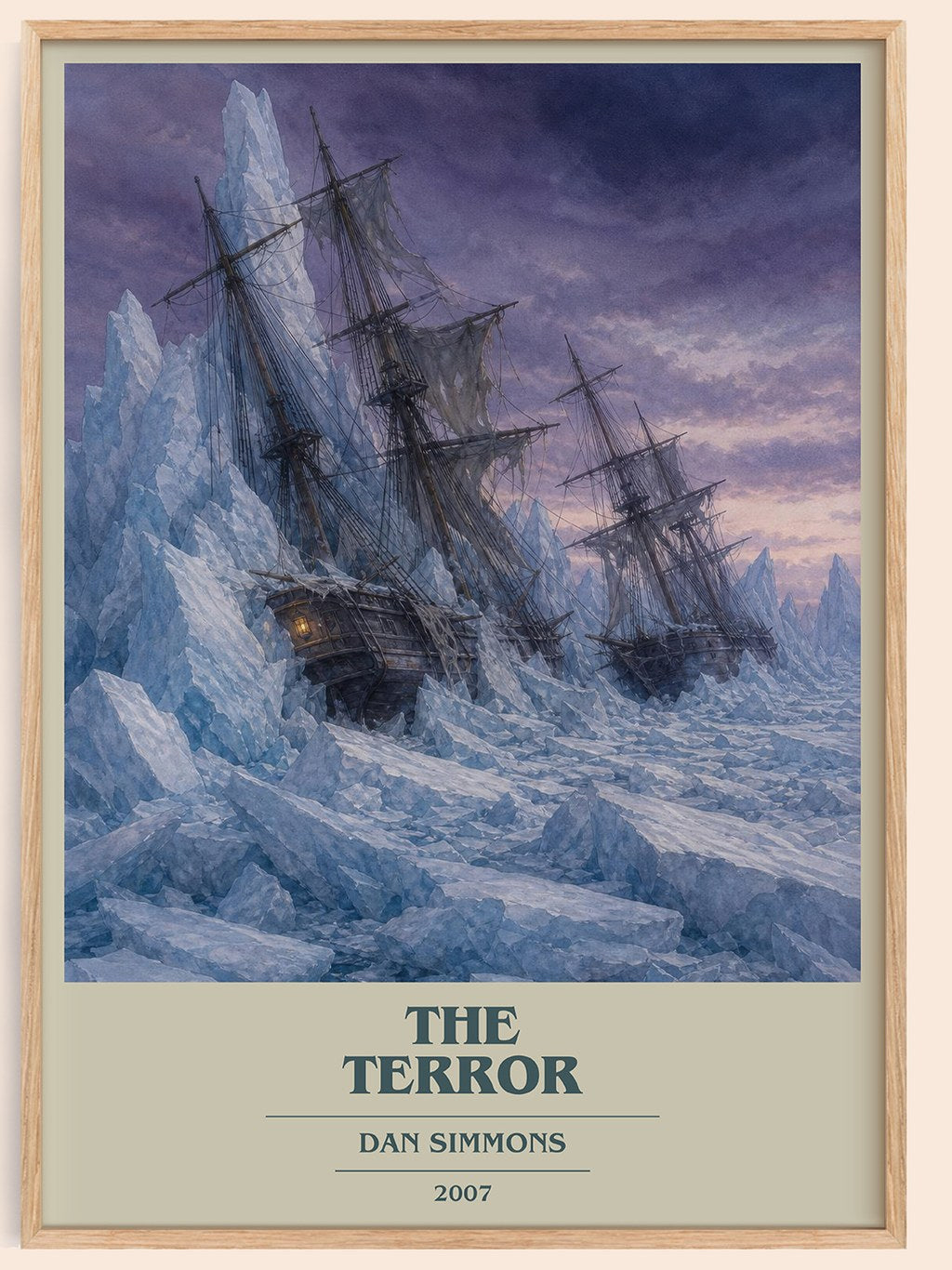 The Terror book cover book poster by Dan Simmons – framed literary art print