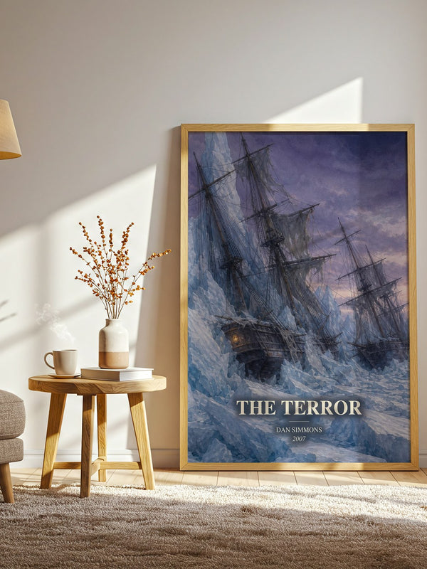 The Terror watercolour print in frame leaning in hallway – horror wall art