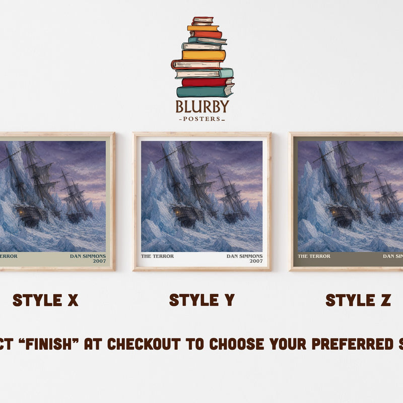 The Terror literary print in frame leaning in hallway – horror wall art