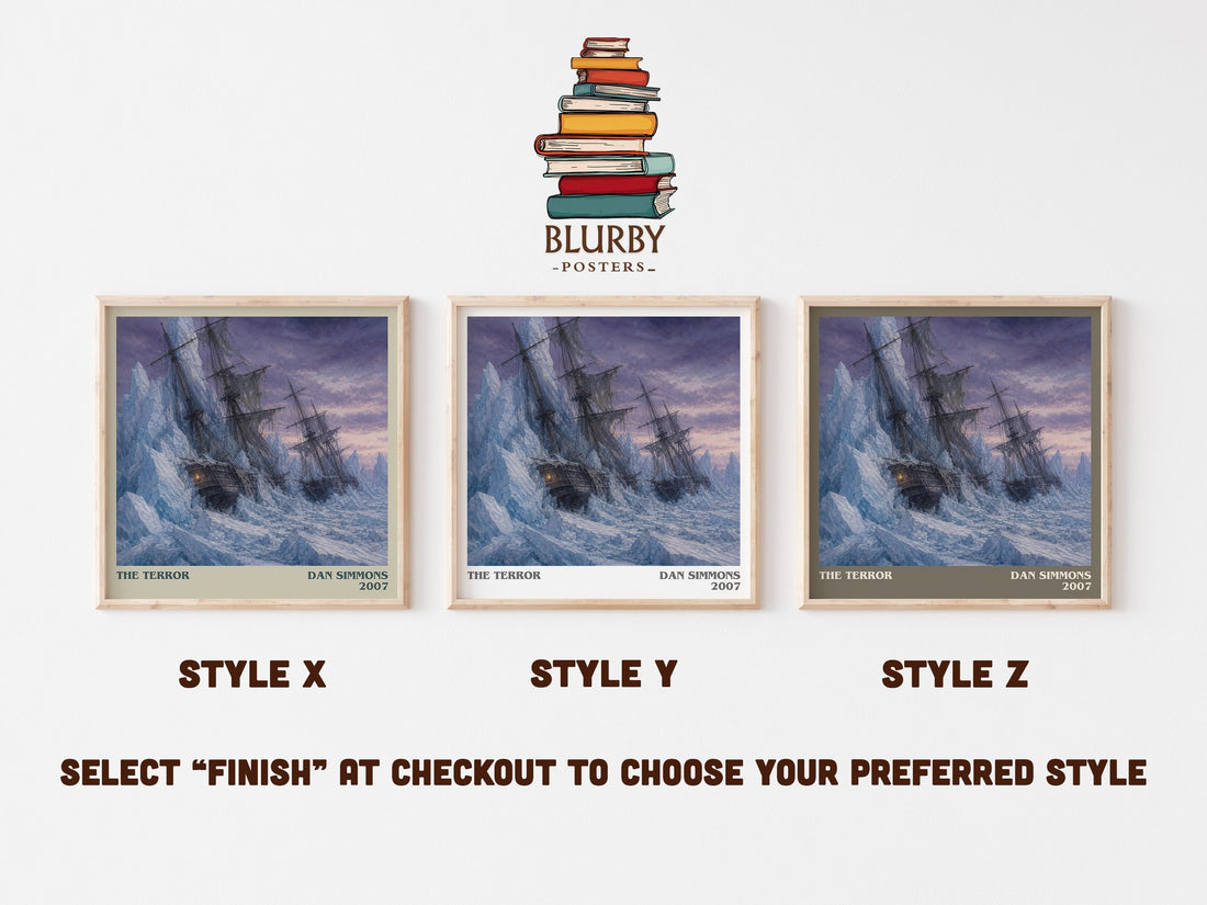 The Terror literary print in frame leaning in hallway – horror wall art (mockup)