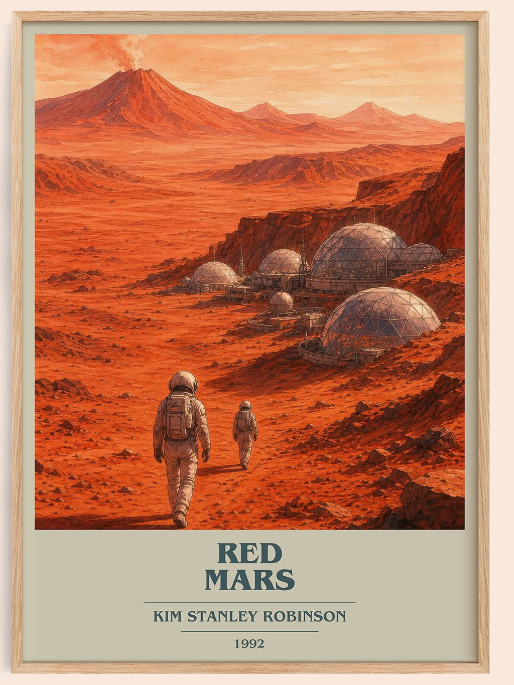 Red Mars book cover book poster by Kim Stanley Robinson – framed literary art print