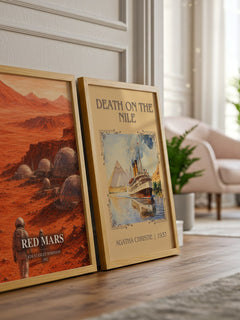Red Mars watercolour print framed by window – literary home decor