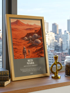 Red Mars bookish print framed by window – literary home decor