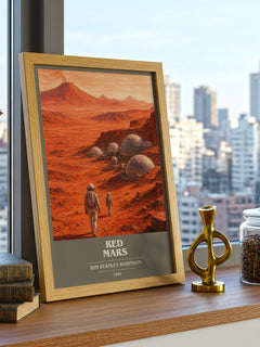 Red Mars book cover print framed by window – literary home decor