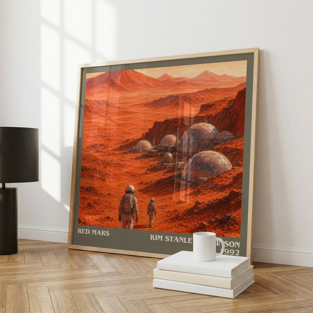 Red Mars literary print framed by window – literary home decor