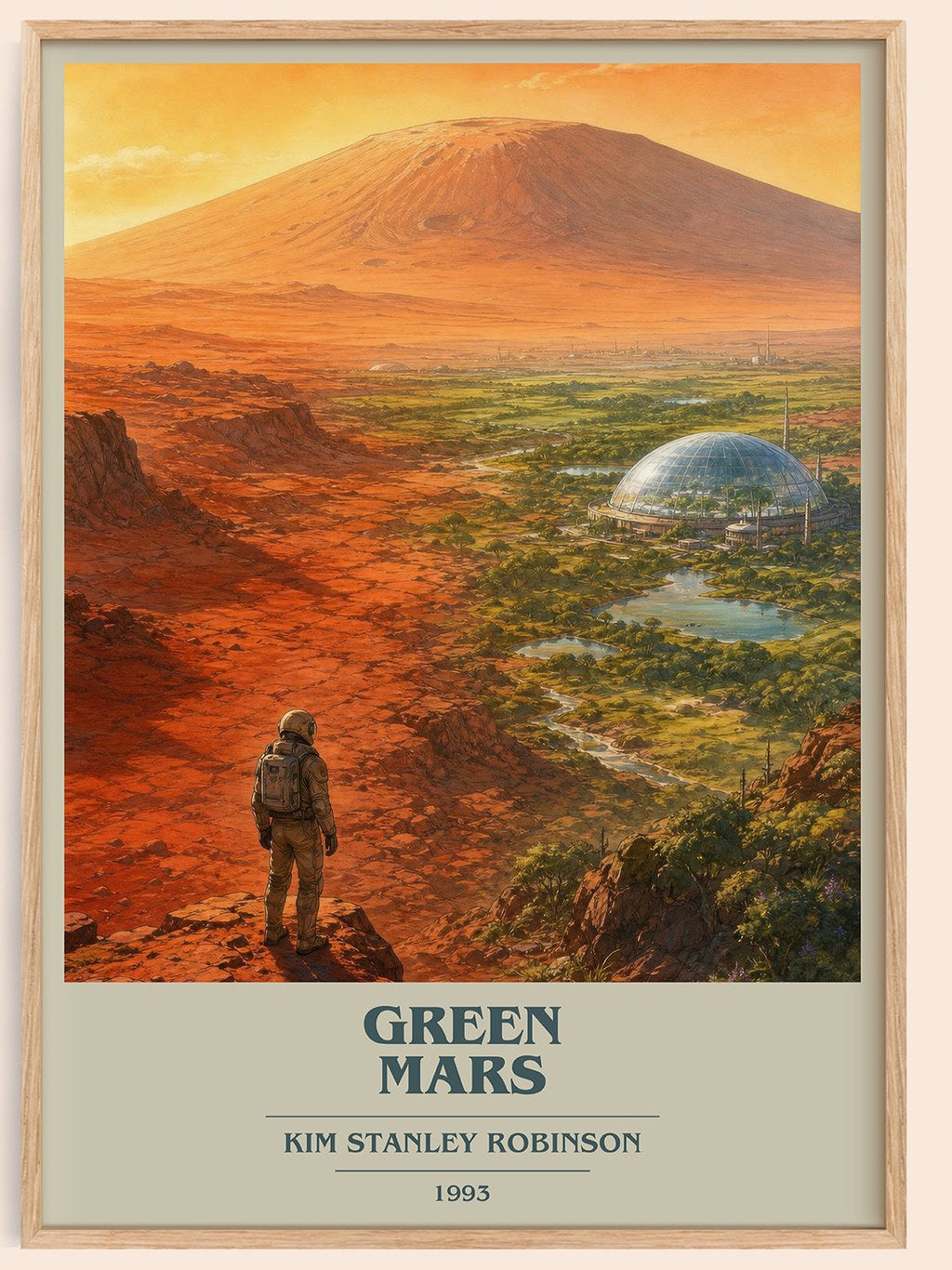 Green Mars book cover book poster by Kim Stanley Robinson – framed literary art print