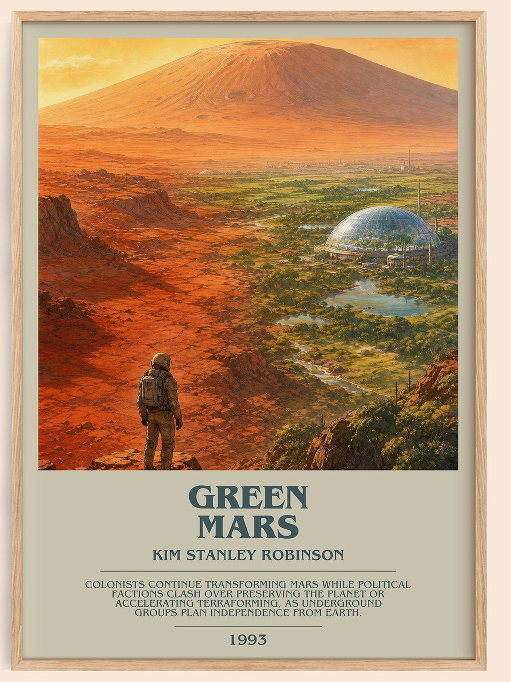 Green Mars bookish book poster by Kim Stanley Robinson – framed literary art print