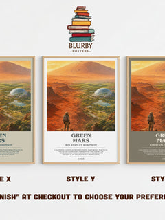 Green Mars bookish print in frame leaning in hallway – sci fi wall art