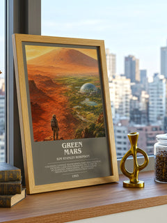 Green Mars bookish print framed by window – literary home decor