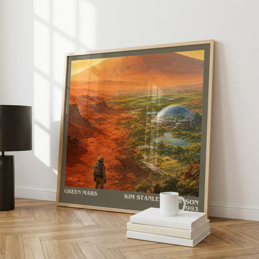 Green Mars literary print framed by window – literary home decor