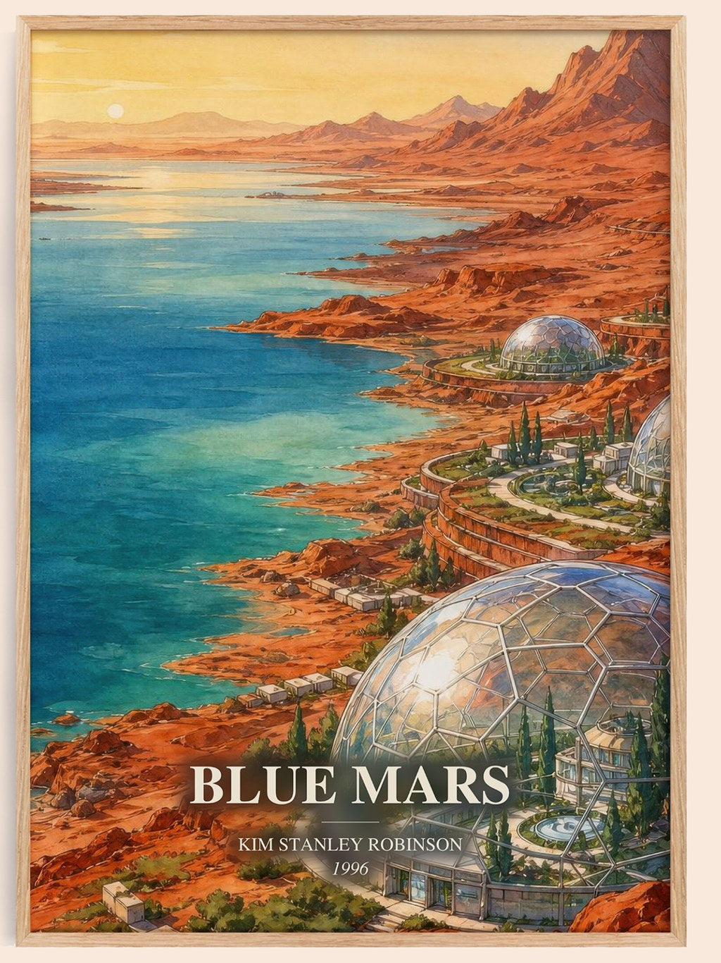 Blue Mars watercolour book poster by Kim Stanley Robinson – framed literary art print