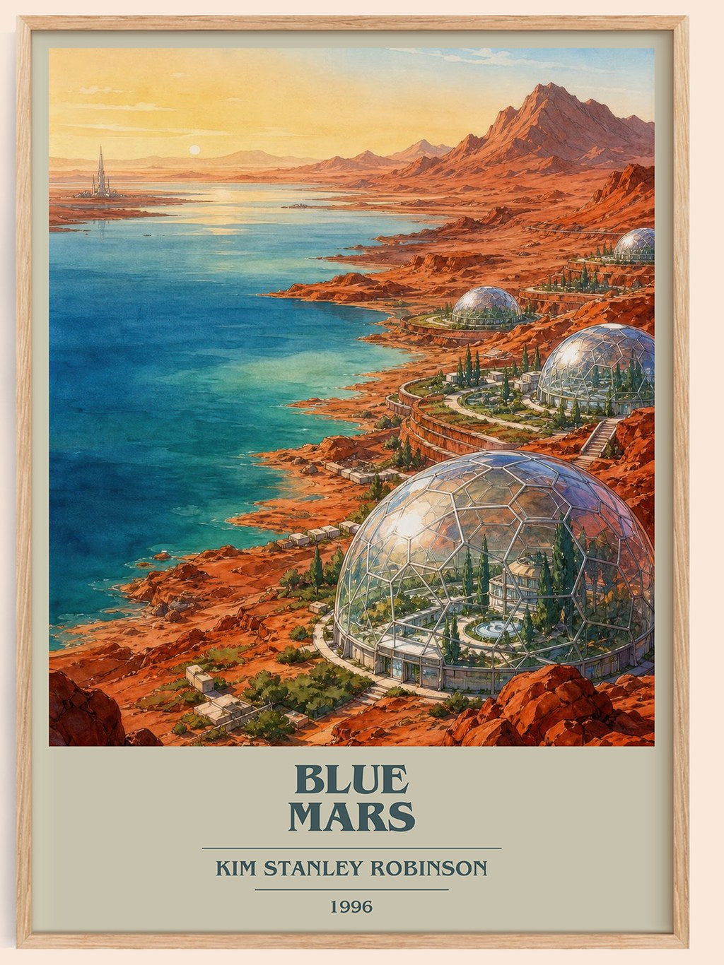 Blue Mars book cover book poster by Kim Stanley Robinson – framed literary art print