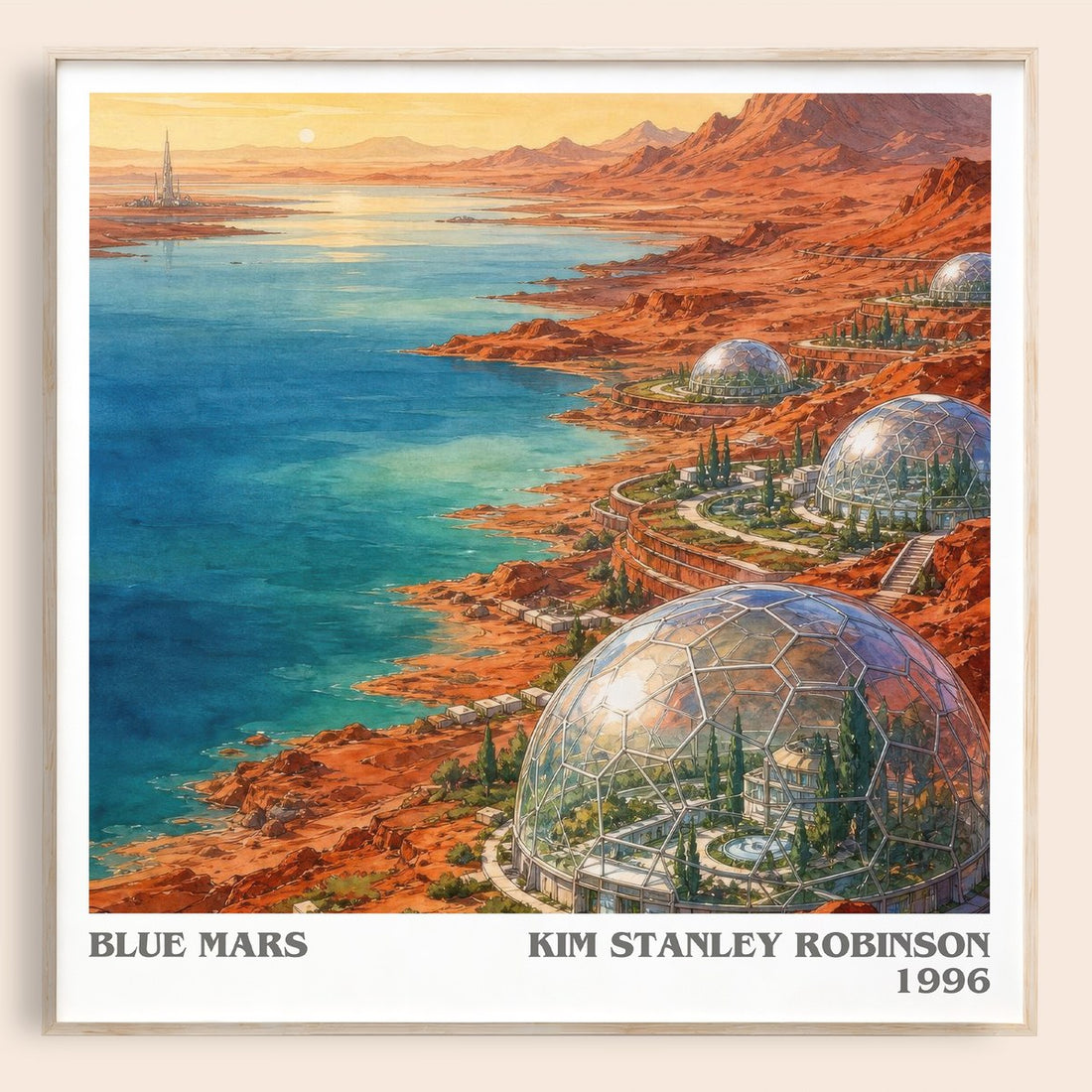 Blue Mars literary book poster by Kim Stanley Robinson – framed literary art print