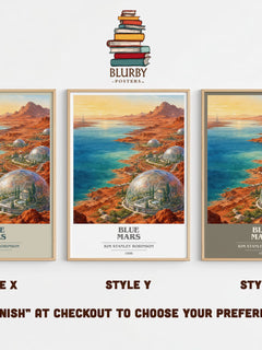 Blue Mars book cover print in frame leaning in hallway – sci fi wall art