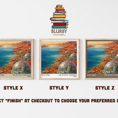 Blue Mars literary print in frame leaning in hallway – sci fi wall art