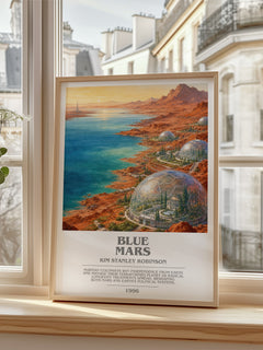 Blue Mars bookish poster colour and style options – Kim Stanley Robinson book art