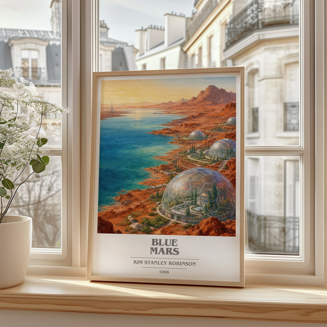 Blue Mars book cover poster colour and style options – Kim Stanley Robinson book art