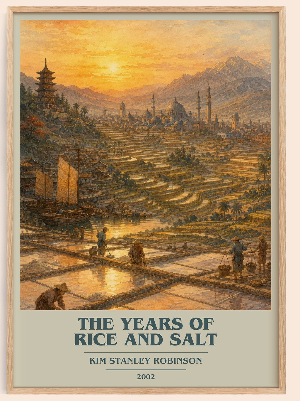 The Years of Rice and Salt book cover book poster by Kim Stanley Robinson – framed literary art print