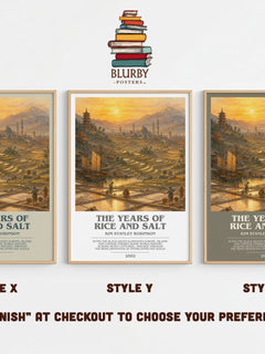 The Years of Rice and Salt bookish print in frame leaning in hallway – sci fi wall art