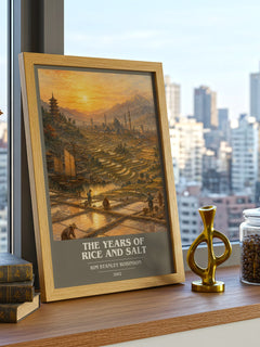 The Years of Rice and Salt book cover print framed by window – literary home decor