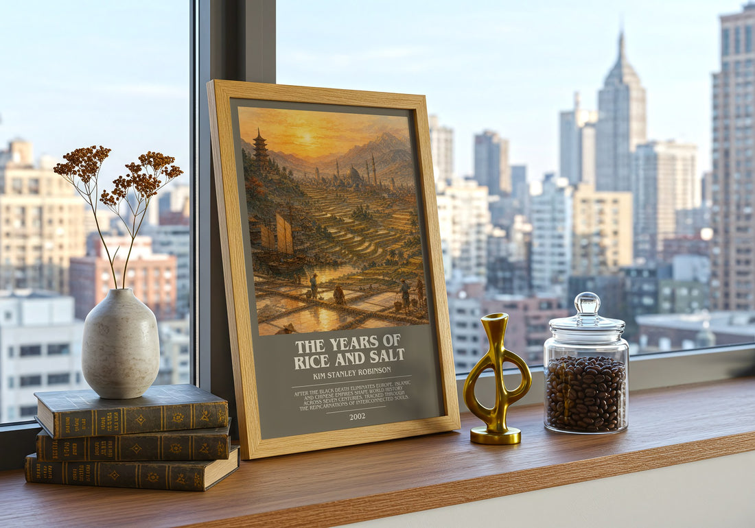 The Years of Rice and Salt bookish print framed by window – literary home decor