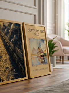 2312 watercolour print framed by window – literary home decor