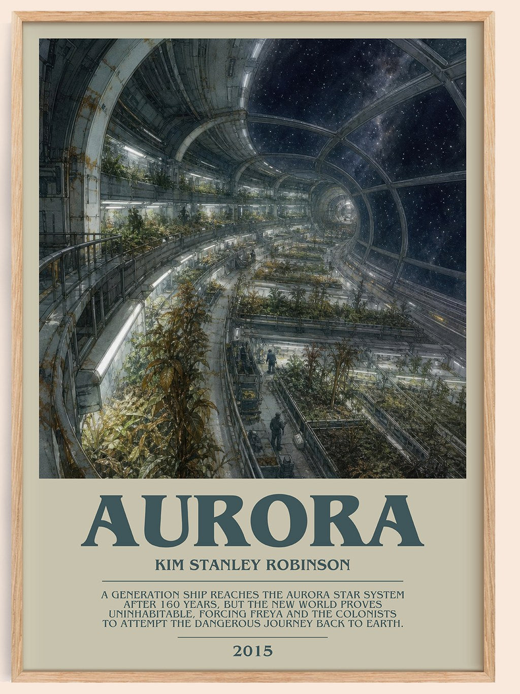 Aurora bookish book poster by Kim Stanley Robinson – framed literary art print