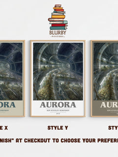 Aurora book cover print in frame leaning in hallway – sci fi wall art