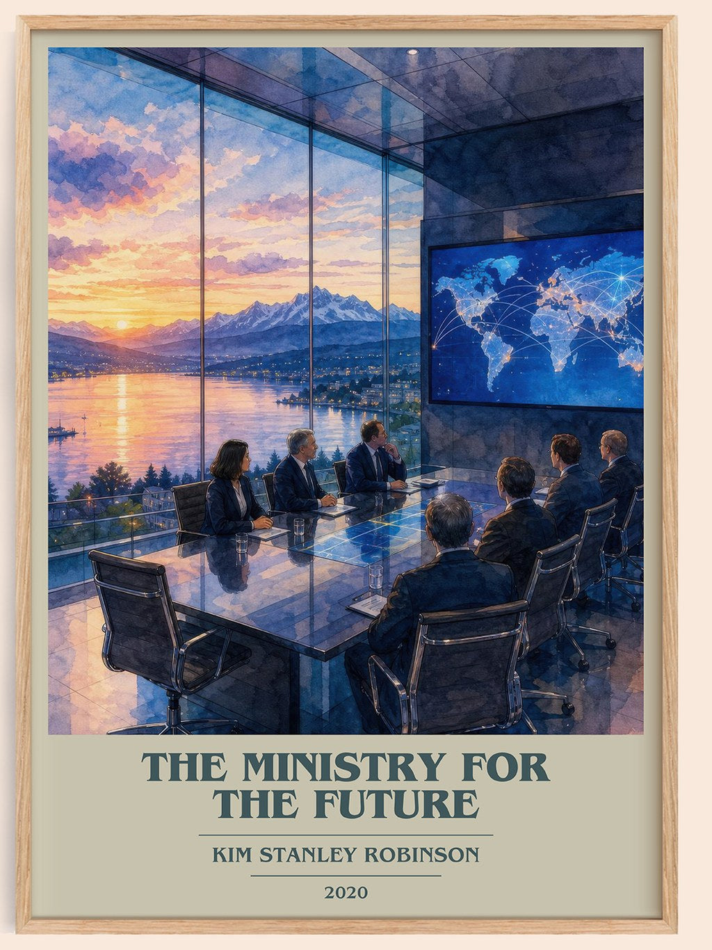 The Ministry for the Future book cover book poster by Kim Stanley Robinson – framed literary art print