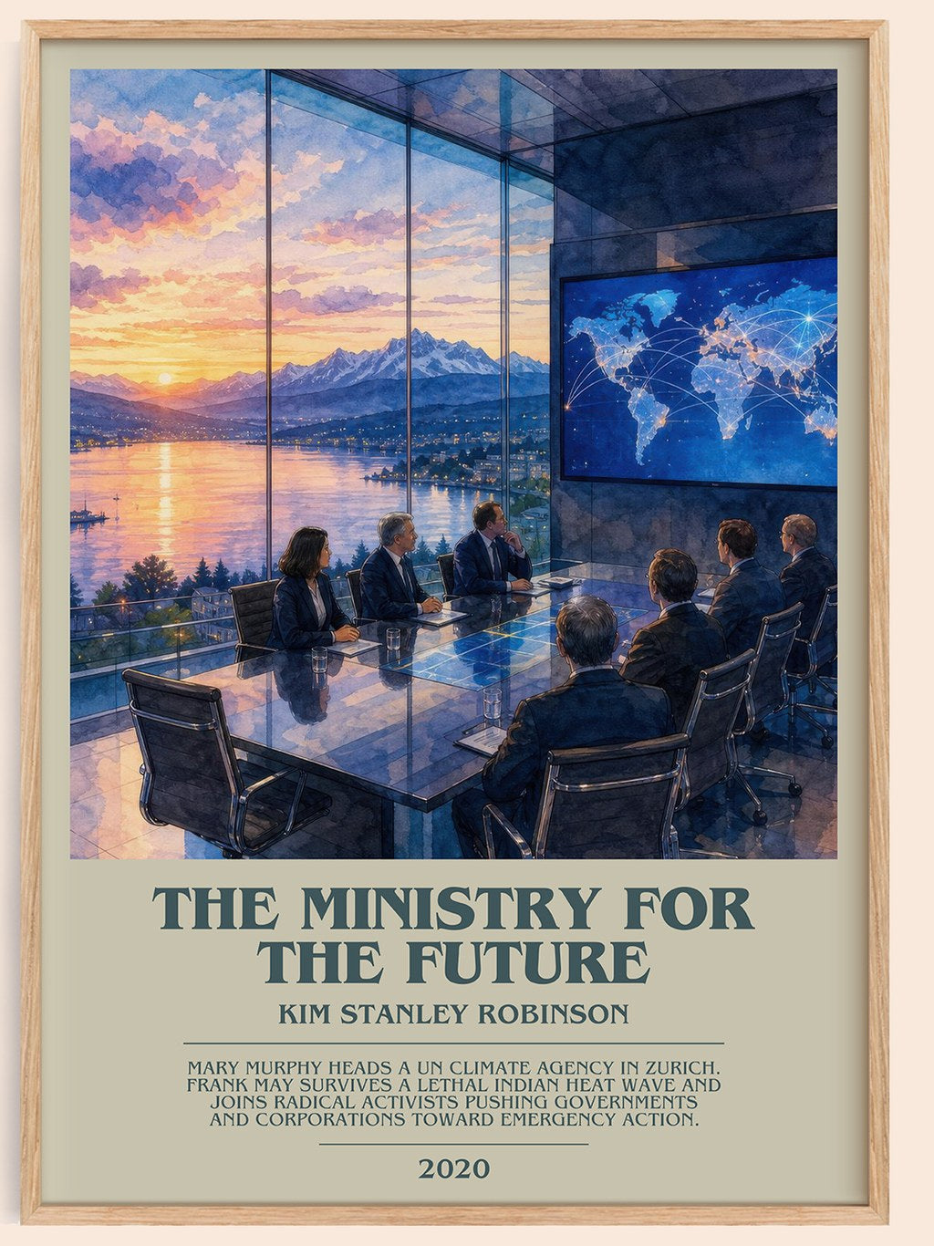 The Ministry for the Future bookish book poster by Kim Stanley Robinson – framed literary art print
