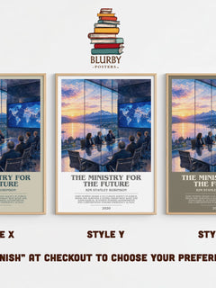 The Ministry for the Future Bookish Wall Art by Kim Stanley Robinson – Style X, Y and Z side by side – choose your finish