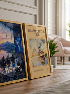 The Ministry for the Future watercolour print framed by window – literary home decor