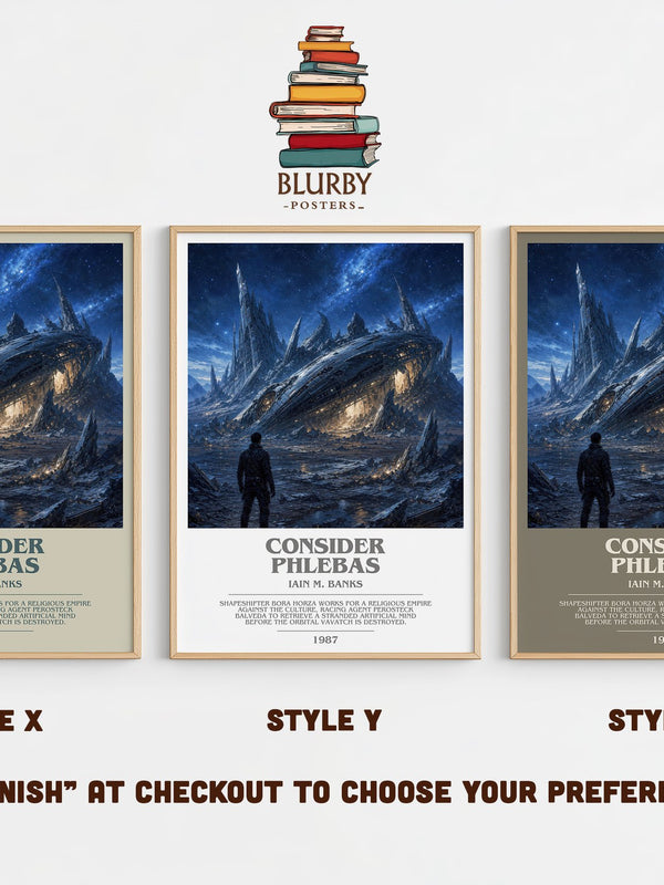 Consider Phlebas bookish print in frame leaning in hallway – sci fi wall art