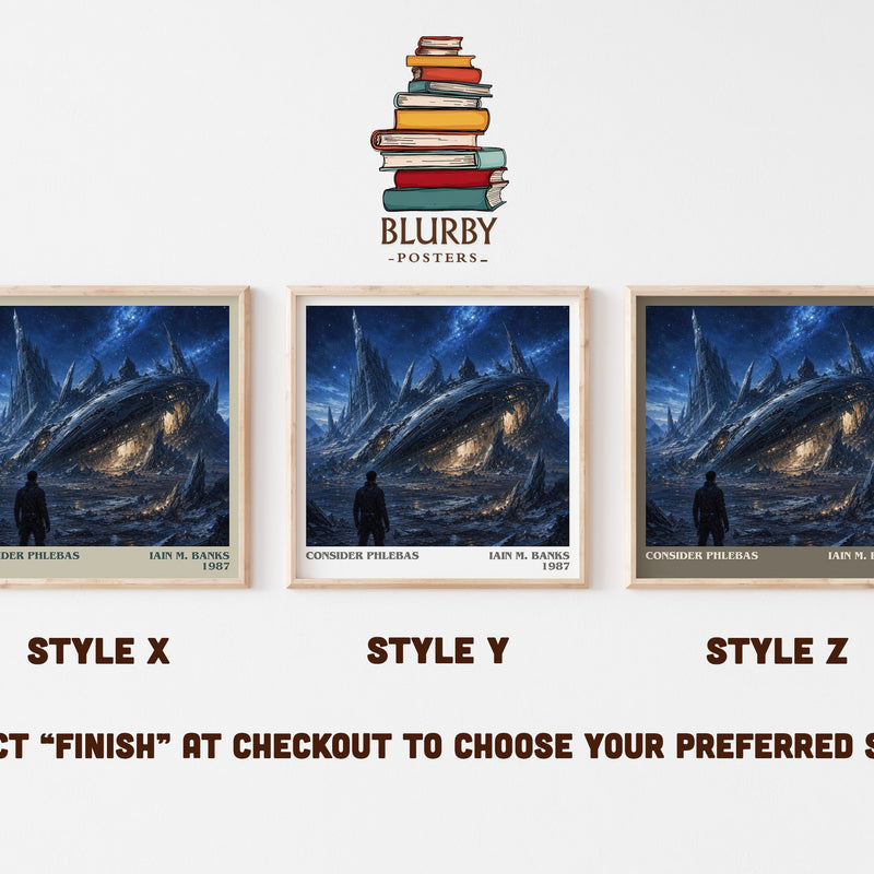 Consider Phlebas literary print in frame leaning in hallway – sci fi wall art