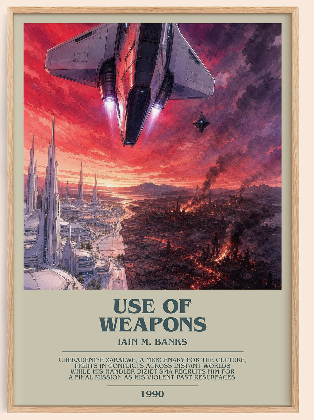 Use of Weapons bookish book poster by Iain M. Banks – framed literary art print