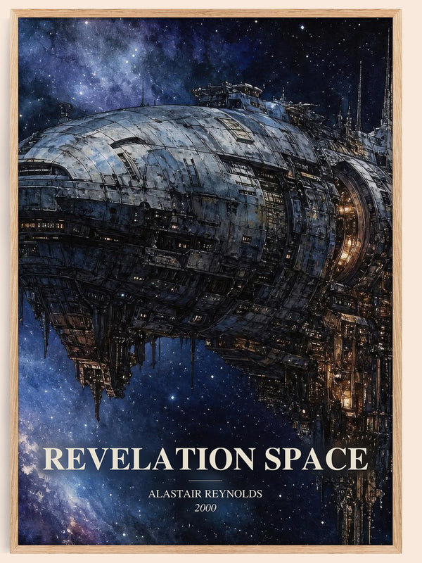 Revelation Space watercolour book poster by Alastair Reynolds – framed literary art print