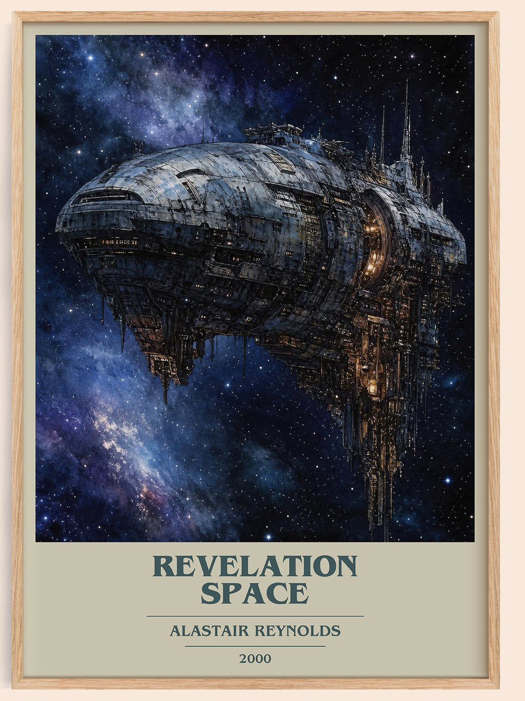 Revelation Space book cover book poster by Alastair Reynolds – framed literary art print
