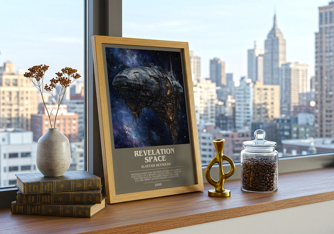 Revelation Space bookish print framed by window – literary home decor