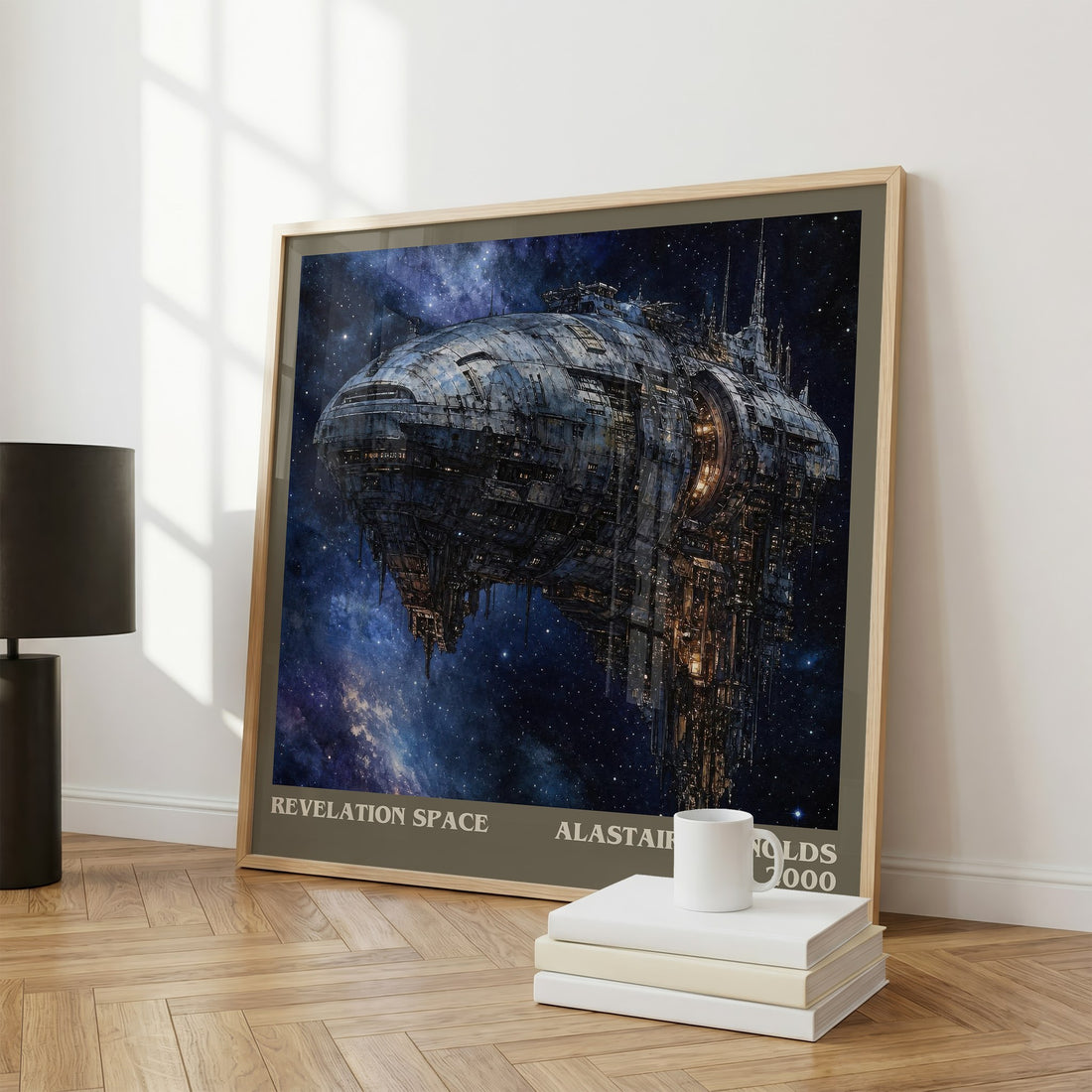 Revelation Space literary print framed by window – literary home decor