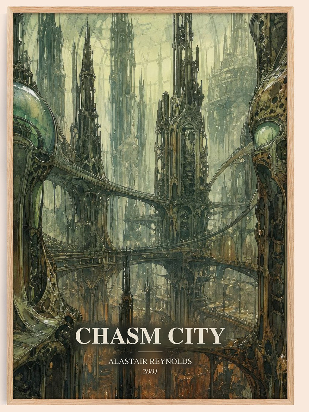 Chasm City watercolour book poster by Alastair Reynolds – framed literary art print