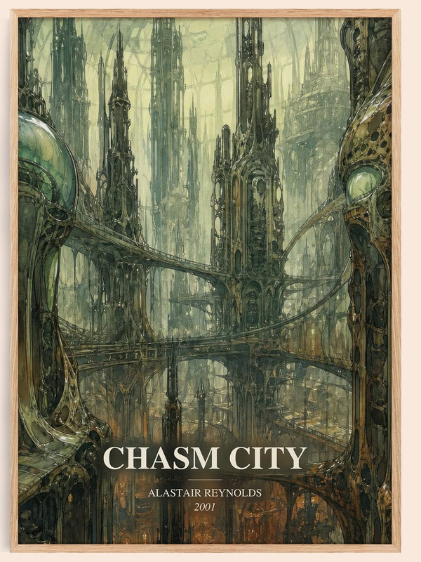 Chasm City watercolour book poster by Alastair Reynolds – framed literary art print