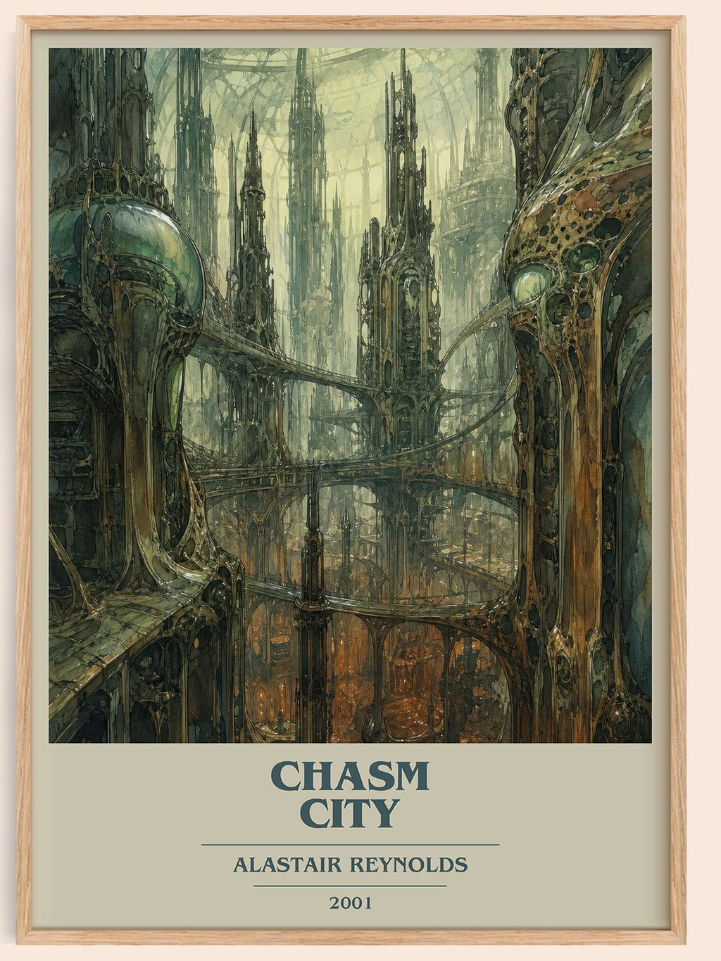 Chasm City book cover book poster by Alastair Reynolds – framed literary art print