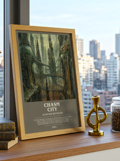 Chasm City bookish print framed by window – literary home decor
