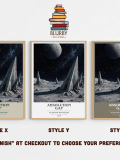 Absolution Gap Book Cover Poster by Alastair Reynolds – Style X, Y and Z side by side – choose your finish